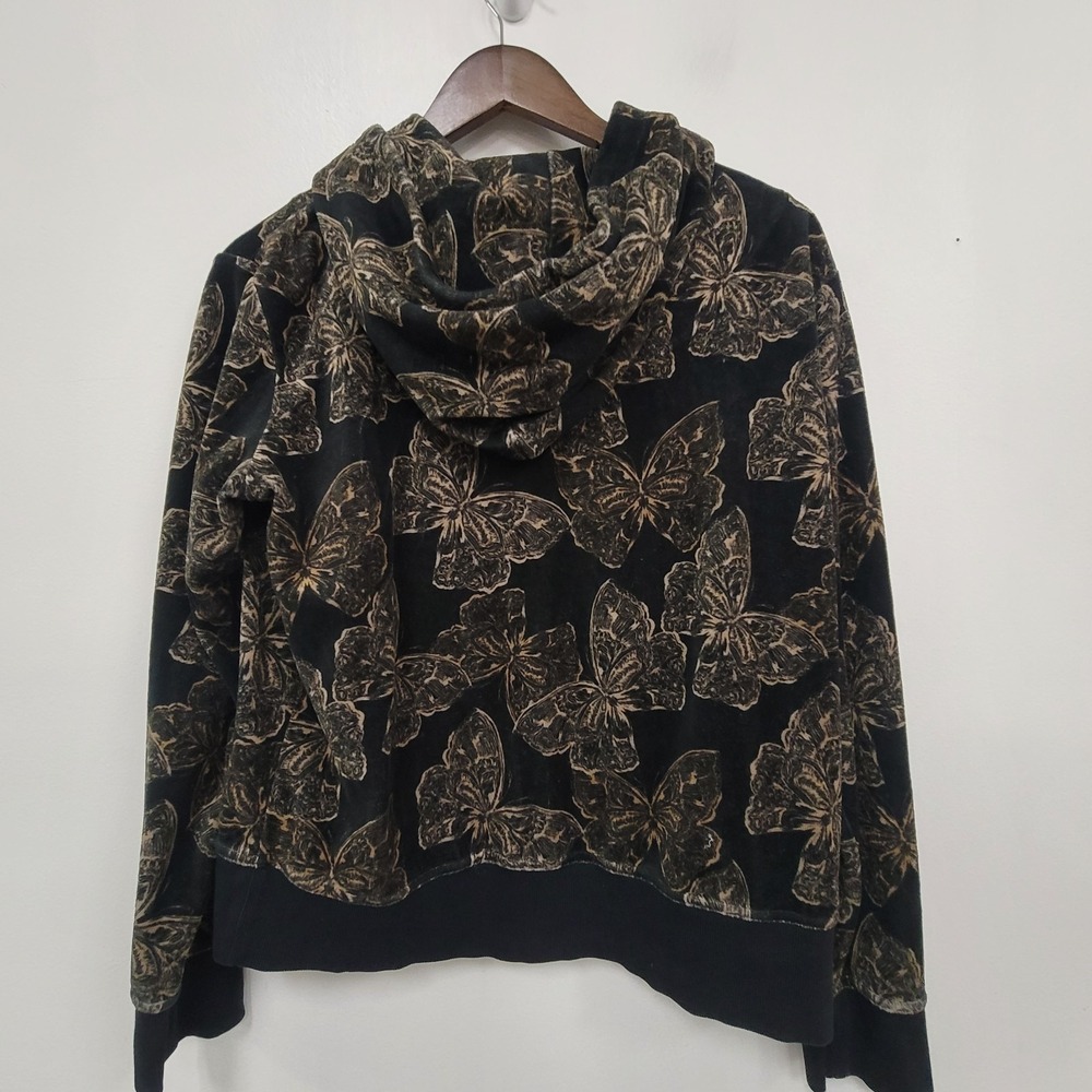 Johnny Was Black Velvet Butterfly Zip Hoodie & Joggers Set - Picture 3 of 16